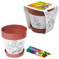 Clay Color Plastic Planter w/ 4 Pack Crayons